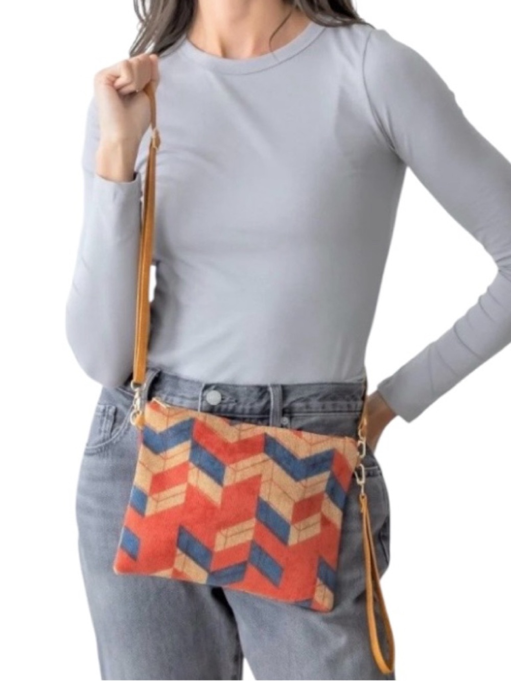 Be Clever Summit Stripe Crossbody Clutch, Brown (NWT)